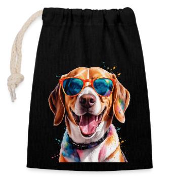 Beagle Sonnenbrille Hund Lustig Tier Design Print - Verschließbarer Geschenkbeutel aus Baumwolle (14x20cm) - Schwarz - Vorne
