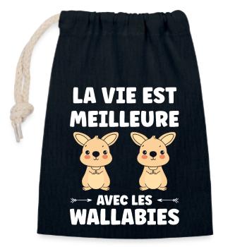 Wallaby - Sac cadeau en coton avec cordon (14 x 20 cm) - bleu marine - Devant