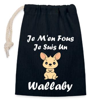 Wallaby - Sac cadeau en coton avec cordon (14 x 20 cm) - bleu marine - Devant