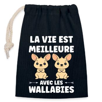 Wallaby - Sac cadeau en coton avec cordon (14 x 20 cm) - bleu marine - Devant