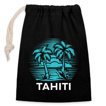 Tahiti Französisch-Polynesien - Verschließbarer Geschenkbeutel aus Baumwolle (14x20cm) - Schwarz - Vorne