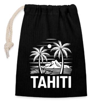 Tahiti, Polynésie française - Sac cadeau en coton avec cordon (14 x 20 cm) - noir - Devant
