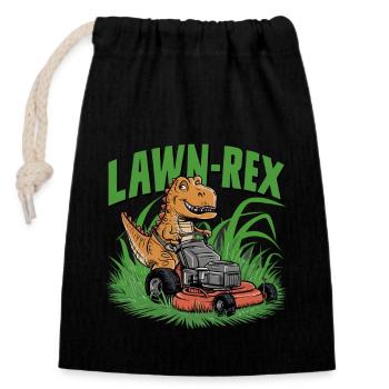 Funny Lawn-Rex Lawn Mower Garden Dinosaur - Closable cotton gift bag (14x20cm) - black - Front