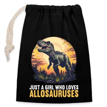 Allosaurier Allosaurus - Verschließbarer Geschenkbeutel aus Baumwolle (14x20cm) - Schwarz - Vorne