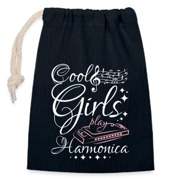 Harmonicist Cool girls play harmonica - Verschließbarer Geschenkbeutel aus Baumwolle (14x20cm) - Navy - Vorne