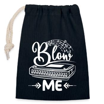 Harmoniciste souffle-moi - Sac cadeau en coton avec cordon (14 x 20 cm) - bleu marine - Devant