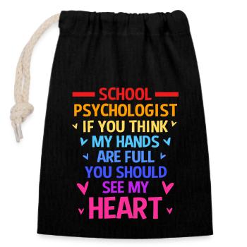 School psychologist, psychologist, psychotherapist - Closable cotton gift bag (14x20cm) - black - Front