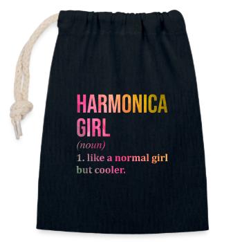 harmonica - Sac cadeau en coton avec cordon (14 x 20 cm) - bleu marine - Devant