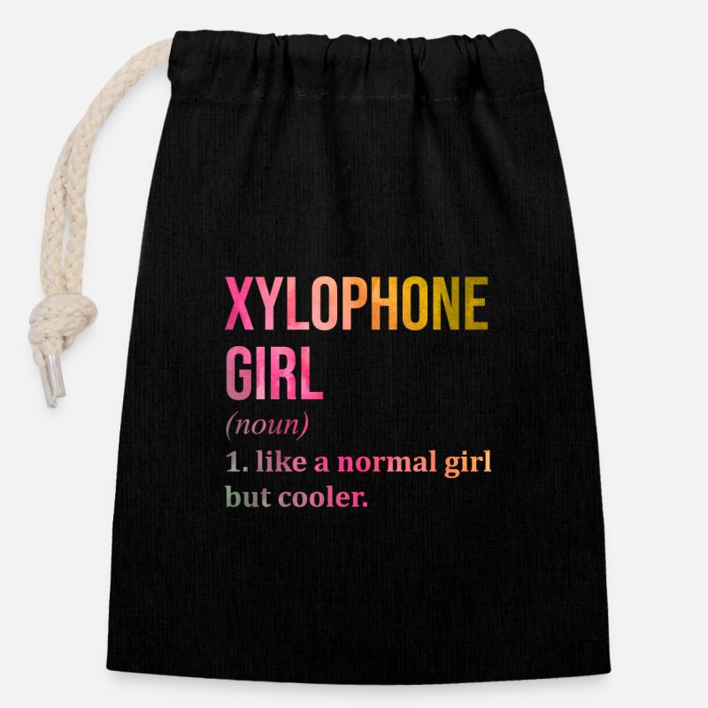 Xylophone - Sac cadeau en coton avec cordon (14 x 20 cm) - noir