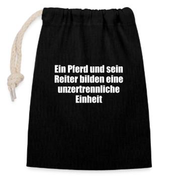 Riding - A horse and its rider form a - Closable cotton gift bag (14x20cm) - black - Front