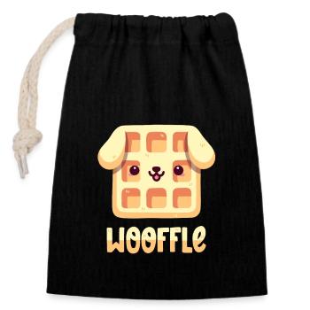 Waffle Dog - Closable cotton gift bag (14x20cm) - black - Front