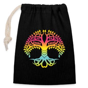 Tree of Life T-Shirt Gradient Coloring - Closable cotton gift bag (14x20cm) - black - Front