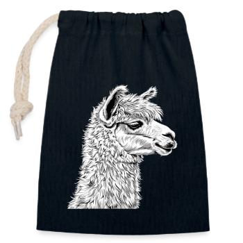 Alpaca Alpakas Alpaka - Verschließbarer Geschenkbeutel aus Baumwolle (14x20cm) - Navy - Vorne
