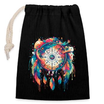 Attrape-rêves Attrape-rêves spirituel bohème - Sac cadeau en coton avec cordon (14 x 20 cm) - noir - Devant