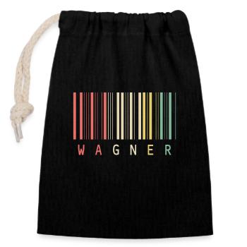 Nom de style de code-barres unique Wagner - Sac cadeau en coton avec cordon (14 x 20 cm) - noir - Devant