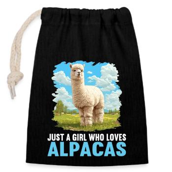 Alpaca Alpakas Alpaka - Verschließbarer Geschenkbeutel aus Baumwolle (14x20cm) - Schwarz - Vorne