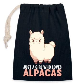 Alpaca Alpakas Alpaka - Verschließbarer Geschenkbeutel aus Baumwolle (14x20cm) - Navy - Vorne