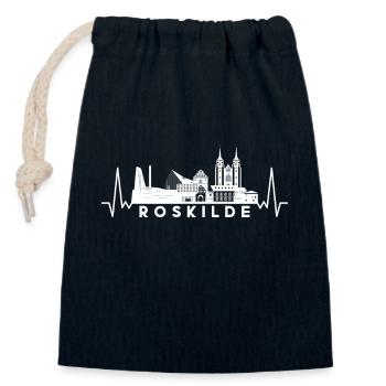 Herzschlag Skyline Dänemark-Roskilde - Verschließbarer Geschenkbeutel aus Baumwolle (14x20cm) - Navy - Vorne