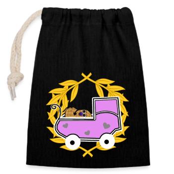 Peanut Pregnant Pregnancy Birth Baby - Closable cotton gift bag (14x20cm) - black - Front