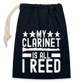 Clarinette Instrument à vent Clarinet - Sac cadeau en coton avec cordon (14 x 20 cm) - bleu marine - Devant