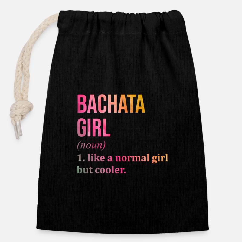 Bachata - Sac cadeau en coton avec cordon (14 x 20 cm) - noir