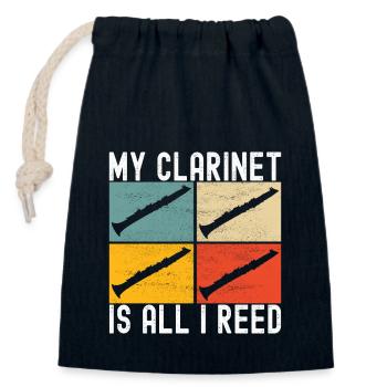 Clarinette Instrument à vent Clarinet - Sac cadeau en coton avec cordon (14 x 20 cm) - bleu marine - Devant