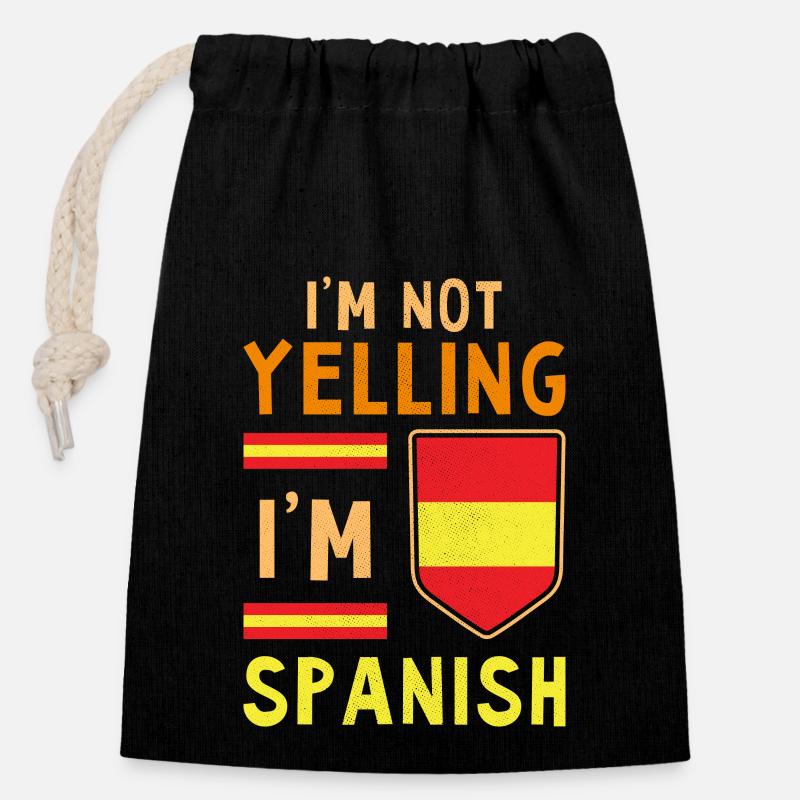 Espana Herkunft Spanien Flagge Reise Spanisch - Verschließbarer Geschenkbeutel aus Baumwolle (14x20cm) - Schwarz