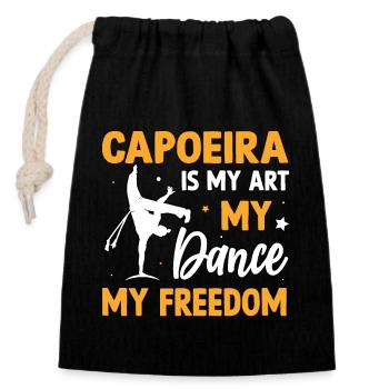 La capoeira est mon art, ma danse, ma liberté - Sac cadeau en coton avec cordon (14 x 20 cm) - noir - Devant