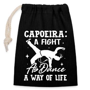 La capoeira, un combat, une danse, un art de vivre - Sac cadeau en coton avec cordon (14 x 20 cm) - noir - Devant