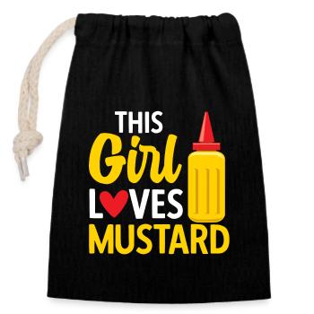 Senf Mustard - Verschließbarer Geschenkbeutel aus Baumwolle (14x20cm) - Schwarz - Vorne
