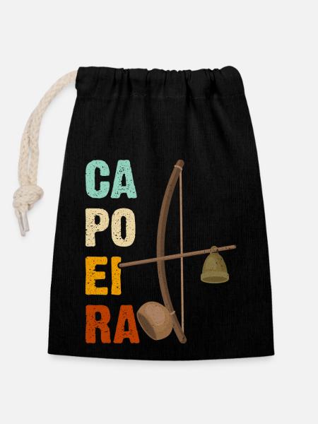 Capoeira - Verschließbarer Geschenkbeutel aus Baumwolle (14x20cm) - Schwarz