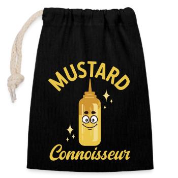 Senf Mustard - Verschließbarer Geschenkbeutel aus Baumwolle (14x20cm) - Schwarz - Vorne
