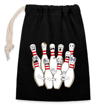 Bowler Sport Hobby Bowling Pin - Closable cotton gift bag (14x20cm) - black - Front