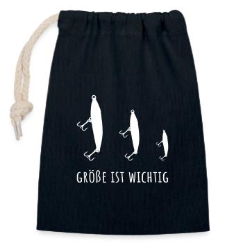 Funny fishing lure size is important - Closable cotton gift bag (14x20cm) - navy - Front