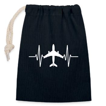 Flugzeug Herzschlag EKG Linie - Verschließbarer Geschenkbeutel aus Baumwolle (14x20cm) - Navy - Vorne