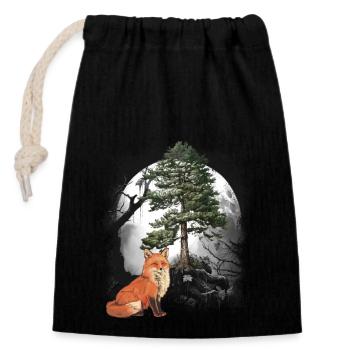Fuchs Füchse Waldbewohner Waldtiere - Verschließbarer Geschenkbeutel aus Baumwolle (14x20cm) - Schwarz - Vorne