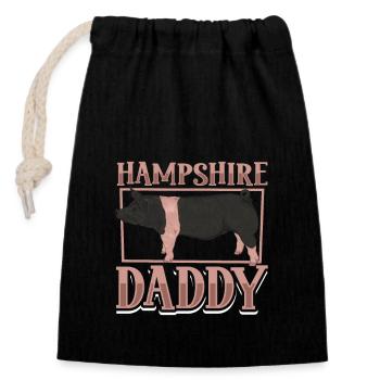 Papa cochon du Hampshire - Sac cadeau en coton avec cordon (14 x 20 cm) - noir - Devant