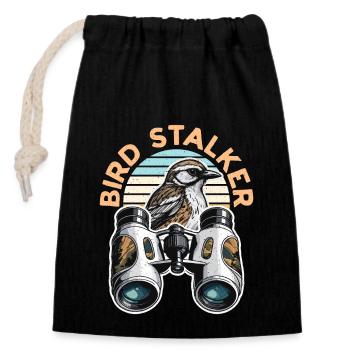 Birdwatching Bird Stalker Ornithology Birdwatcher - Closable cotton gift bag (14x20cm) - black - Front