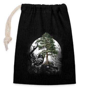 Corbeau de la forêt Corbeau Corbeau Corbeau Corbeau Habitant de la forêt Sombre - Sac cadeau en coton avec cordon (14 x 20 cm) - noir - Devant