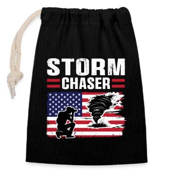 Usa-flagge Tornado Chaser - Verschließbarer Geschenkbeutel aus Baumwolle (14x20cm) - Schwarz - Vorne