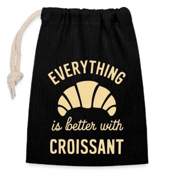 Everything is better with croissant - Closable cotton gift bag (14x20cm) - black - Front