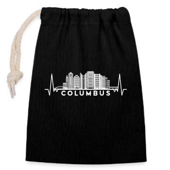 Herzschlag Skyline USA Columbus - Verschließbarer Geschenkbeutel aus Baumwolle (14x20cm) - Schwarz - Vorne