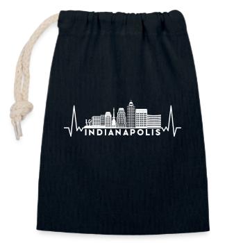 Herzschlag Skyline USA Indianapolis - Verschließbarer Geschenkbeutel aus Baumwolle (14x20cm) - Navy - Vorne