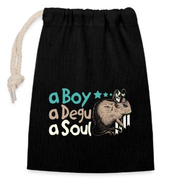 A boy a degu a soul - Verschließbarer Geschenkbeutel aus Baumwolle (14x20cm) - Schwarz - Vorne