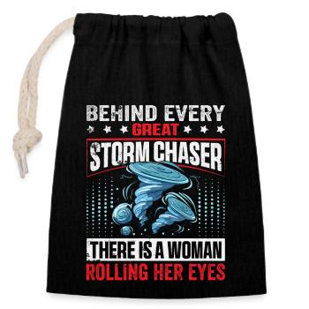 Hurricane Hunter Wife Rolling Eyes Tornado Chaser - Verschließbarer Geschenkbeutel aus Baumwolle (14x20cm) - Schwarz - Vorne