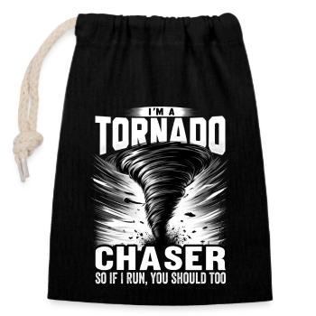 Meteorology tornado chaser storm chase outfit - Closable cotton gift bag (14x20cm) - black - Front