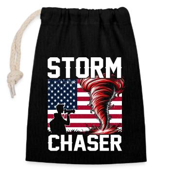 USA flag United States tornado fighter - Closable cotton gift bag (14x20cm) - black - Front