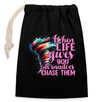 Hurricane Hunter Meteorology Tornado Chaser Outfit - Closable cotton gift bag (14x20cm) - black - Front