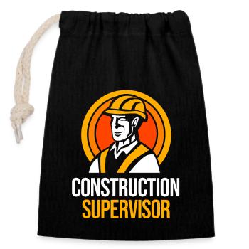 Construction worker construction site - Closable cotton gift bag (14x20cm) - black - Front