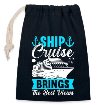 Kreuzfahrt Urlaub Kreuzfahrtschiff - Verschließbarer Geschenkbeutel aus Baumwolle (14x20cm) - Navy - Vorne